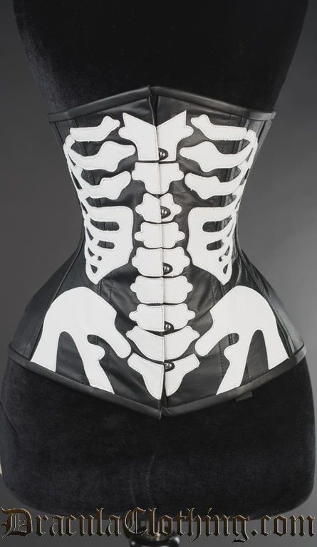 Faux Leather Skeleton Underbust Corset