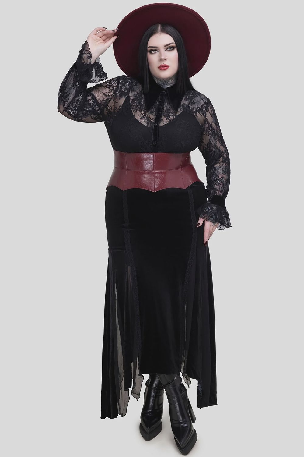 Wetland Bat Peplum Corset [RED] [PLUS]