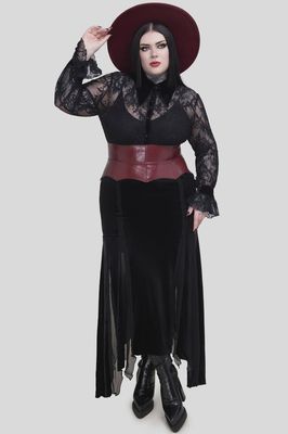 Wetland Bat Peplum Corset [RED] [PLUS]