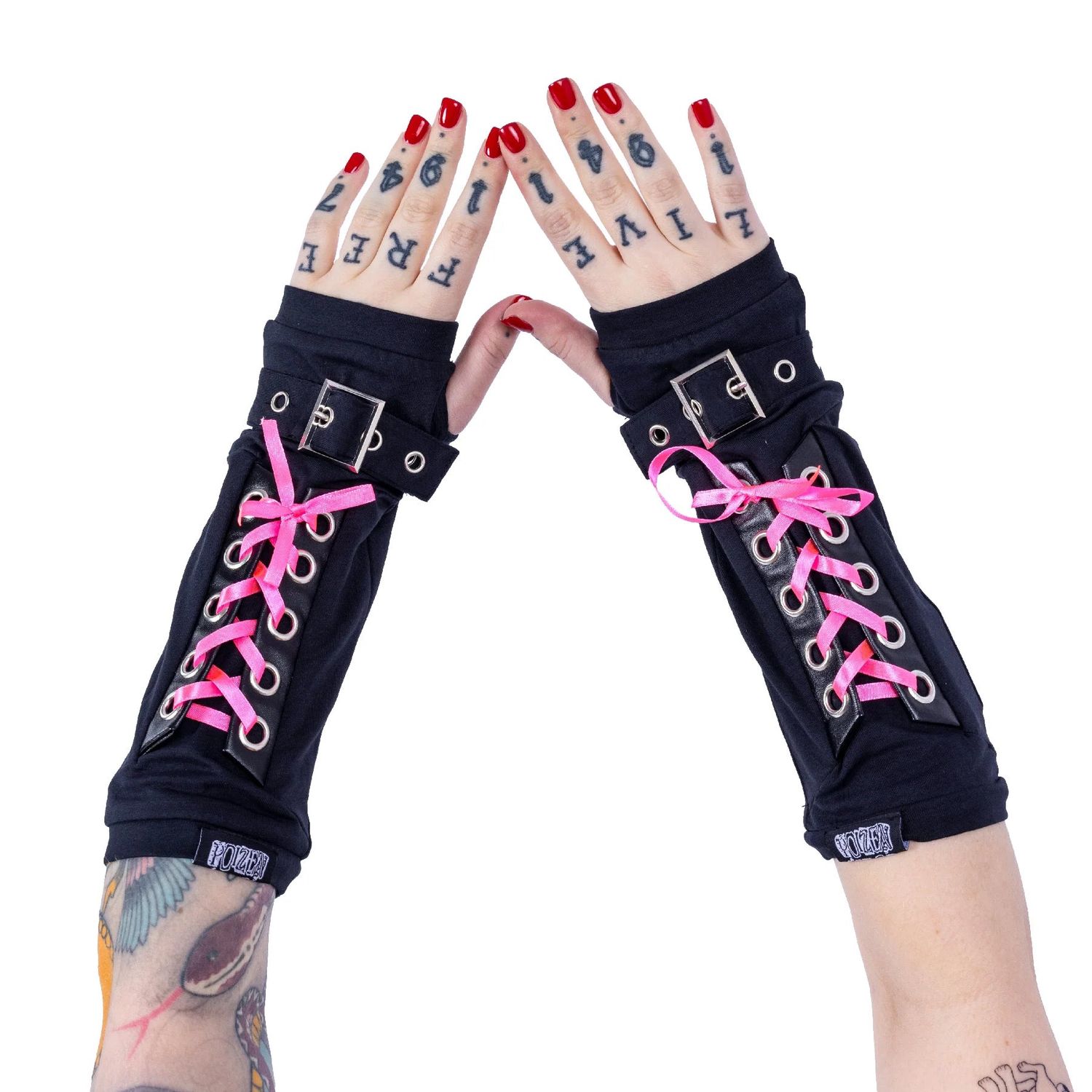 Purple Ribbon Arm Warmers  [BLACK/PINK]