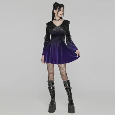Dress WQ-770 [BLACK &amp; PURPLE]