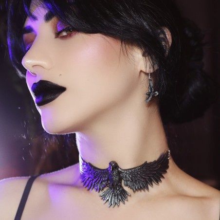 Boucles D&#39;Oreilles Black Raven [E333]