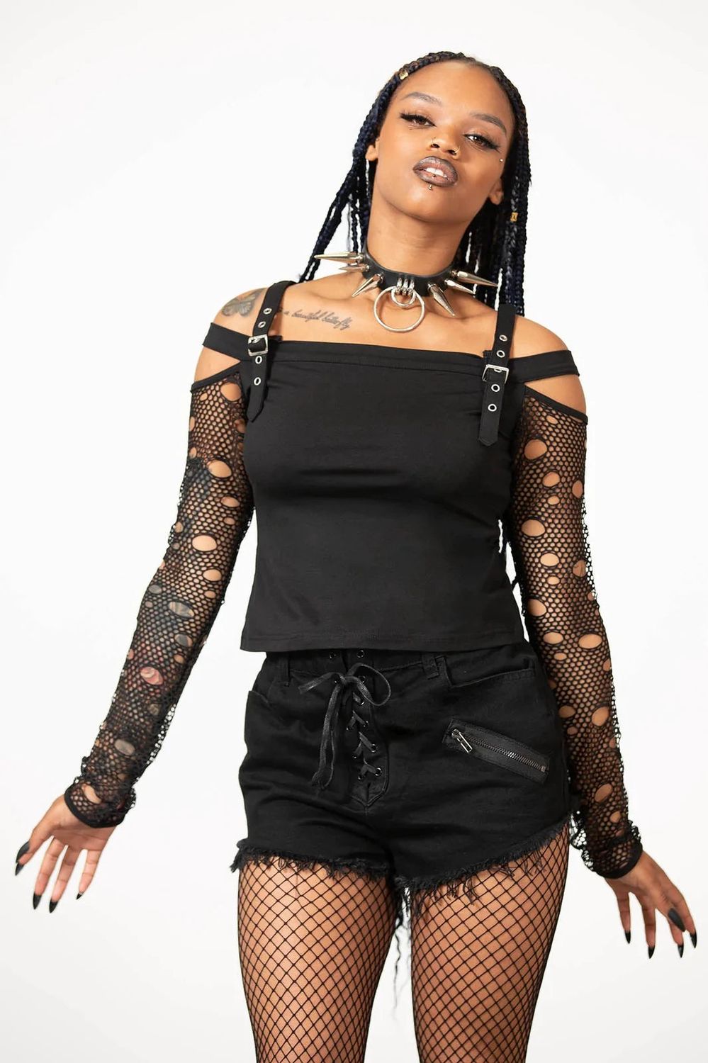 Glitched Fishnet Top