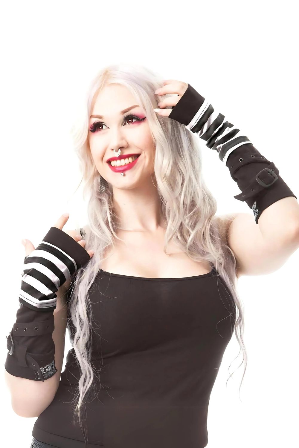 Arm Warmers Stripe Strap [BLACK/WHITE]