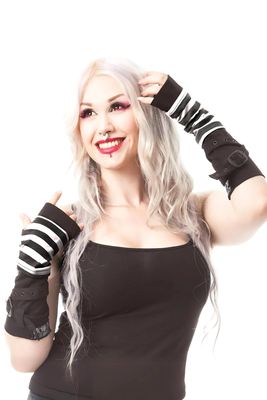 Arm Warmers Stripe Strap [BLACK/WHITE]