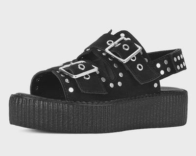 Suede Flat Stud Sandals [V3343L]