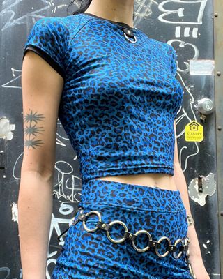 T-Shirt Court Léopard Bleu Doublé - FAIT AU QUEBEC