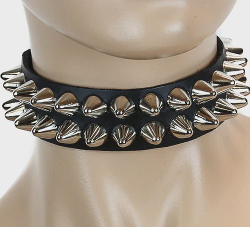 Choker En Cuir À Stud Argent FC116UK