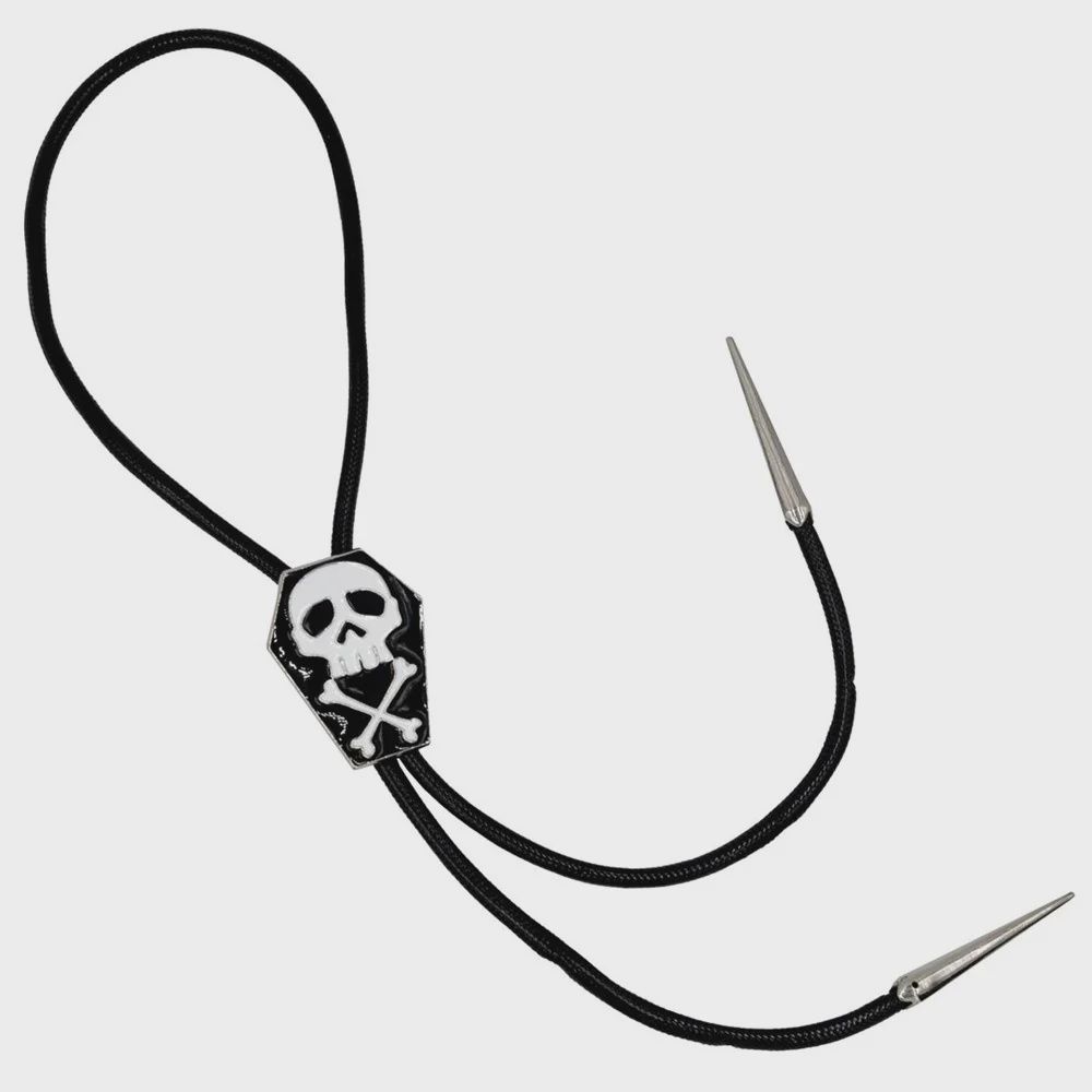 Bolo Coffin Skull Bones Lace Tie