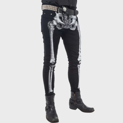 Skeleton Skinny Unisex Pants [White]