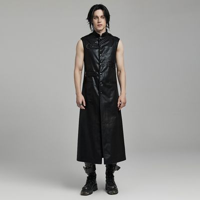 Black Industrial Sleeveless Trench Coat WY-1625