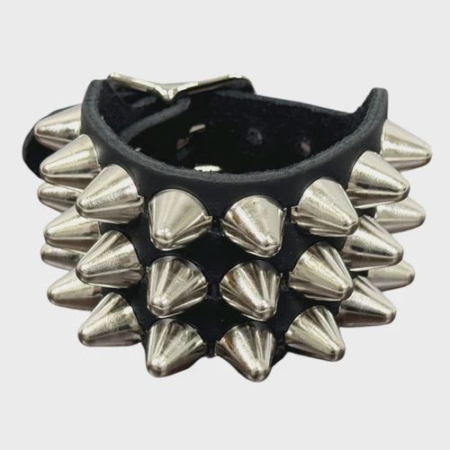 Bracelet en Cuir à Stud Argent BC170UK77