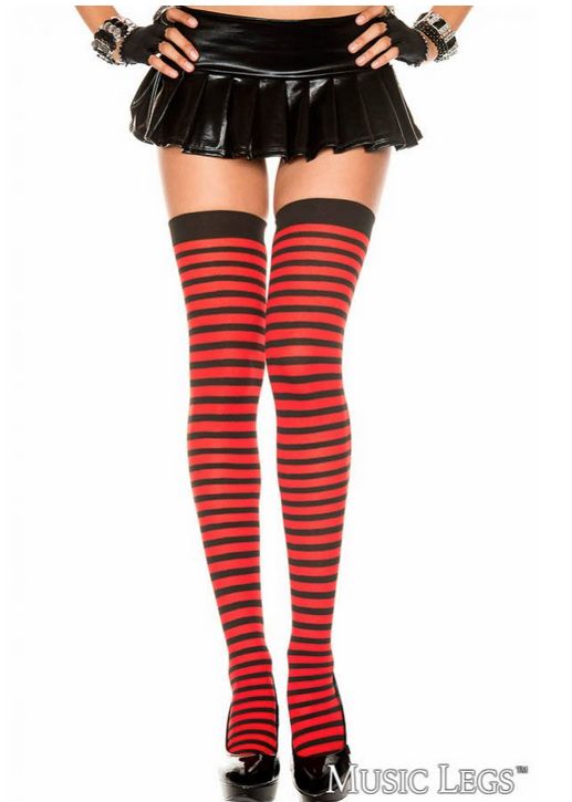 Bas Thigh Hi Rayé NOIR &amp; ROUGE / ML4741