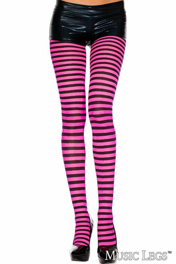 Bas Collants Rayé NOIR &amp; FUCHSIA / 7471