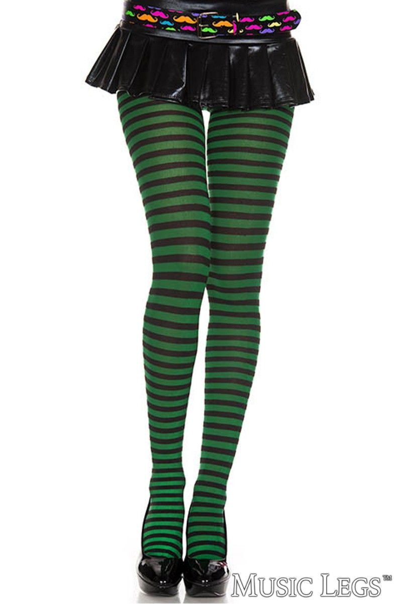 Bas Collants Rayé NOIR &amp; VERT HUNTER / 7471