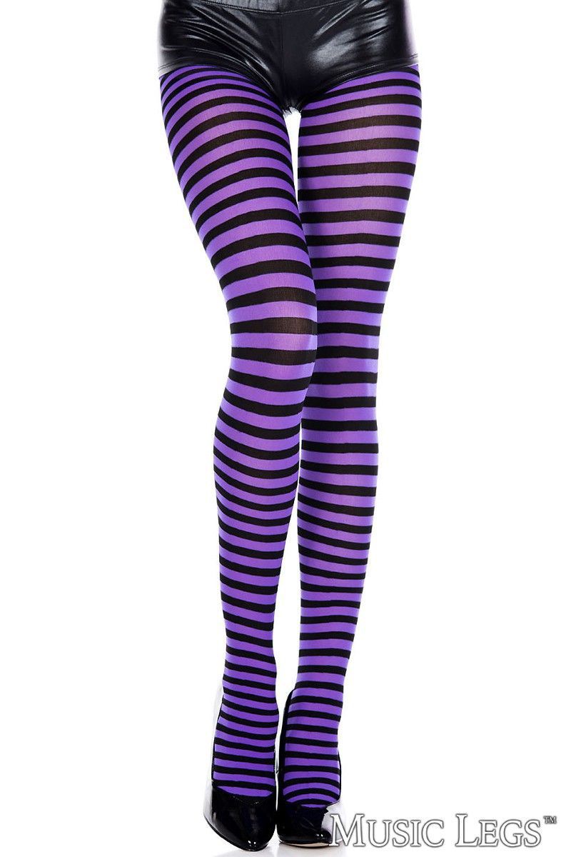 Bas Collants Rayé NOIR &amp; MAUVE / 7471