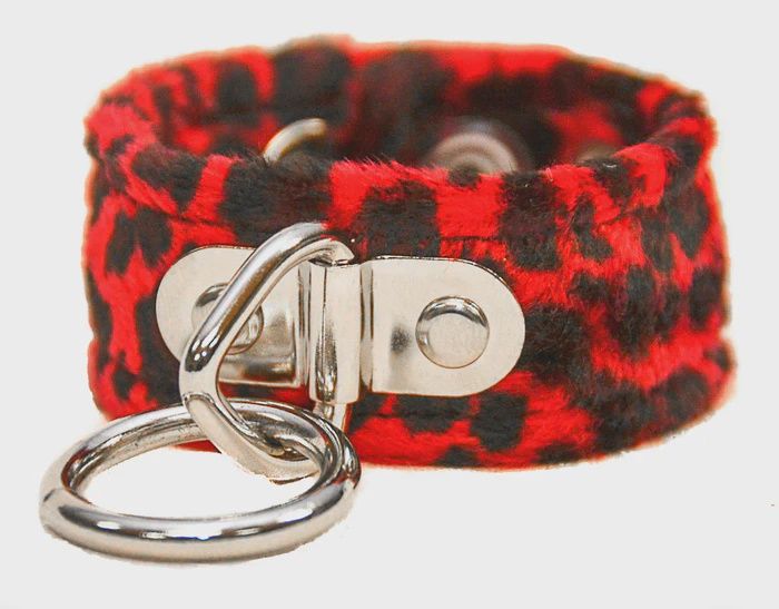 Bracelet Leopard Rouge avec Anneau Argent BC113L-RED
