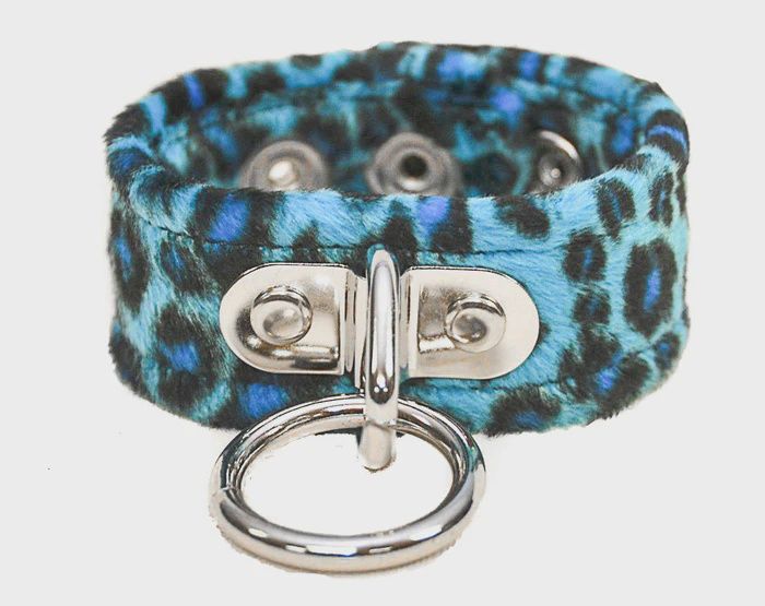 Bracelet Leopard Bleu avec Anneau Argent BC113L-BLUE