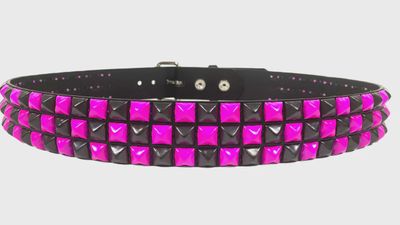 Ceinture en Cuir Noir à Stud Rose et Noir BT555-PS