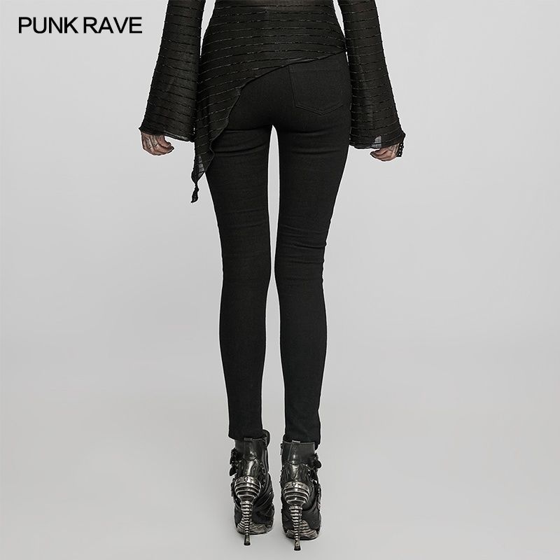 Black High Waisted Skinny Jeans with Corset Inspired Details - WK-523