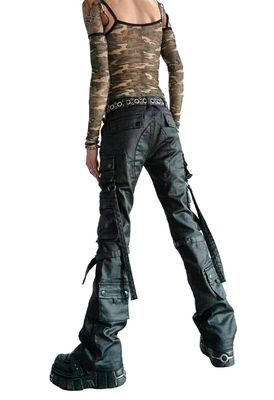 Future Division Black Unisex Waxed Denim Cargo Pants [LS-221] [PLUS]