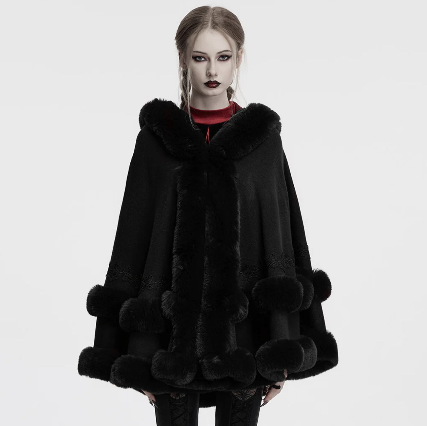 Manteau Cape à Capuche OM-092 [NOIR]