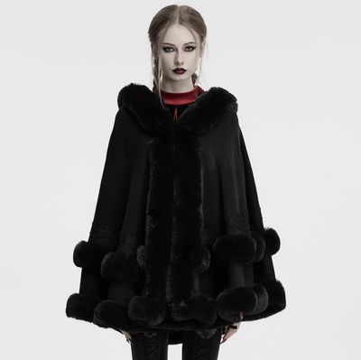 Manteau Cape à Capuche OM-092 [NOIR]