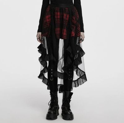 Red Tartan Mesh Skirt OQ-873