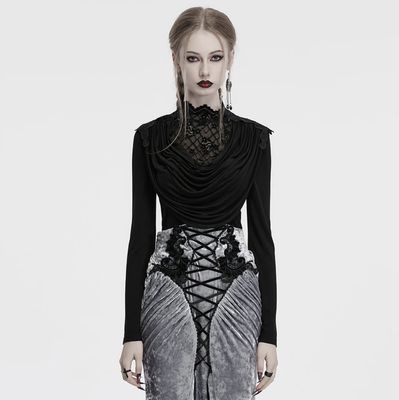 Draped Collar Lace Shirt OT-988