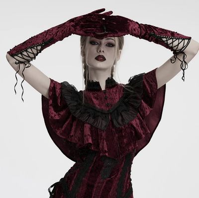 Velvet Lace Gloves OS-763 [RED]