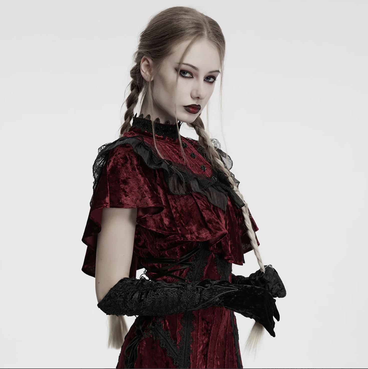 Velvet Lace Gloves OS-763 [BLACK]