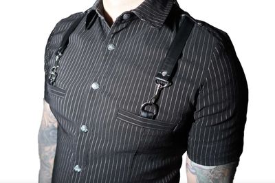 Pinstriped Short Sleeve Gangsta Pranksta Shirt [LS-174-G] [PINSTRIPED]