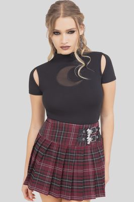 Bat Girl Burgundy Tartan Mini Skirt