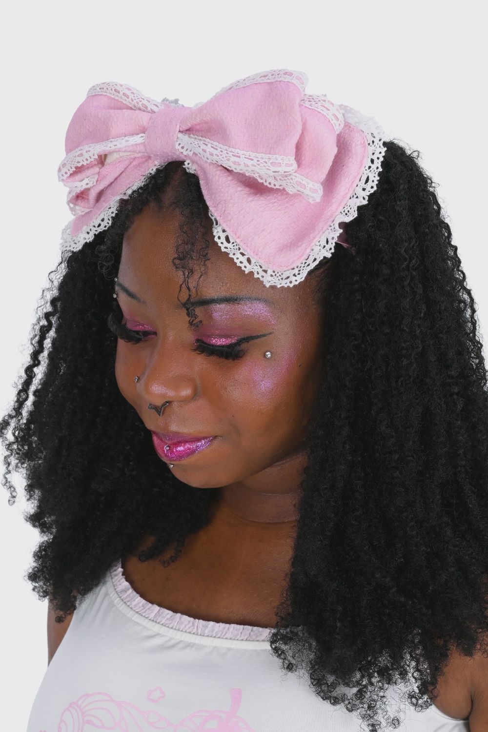 Charlotte Headbow [PINK / WHITE]