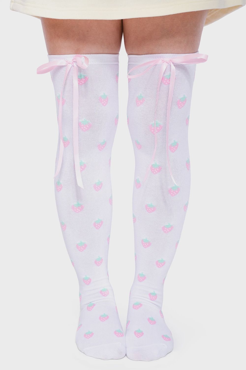 Strawberry Bow Over Knee Socks