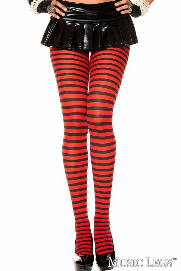 Bas Collants Rayé NOIR &amp; ROUGE / ML7471