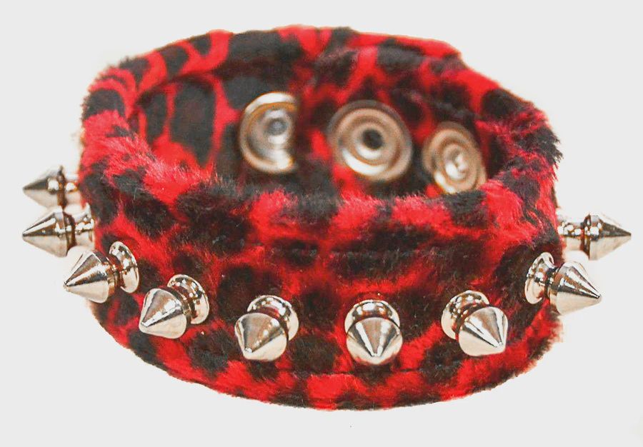 Bracelet en Léopard avec Studs BC203L [ROUGE]