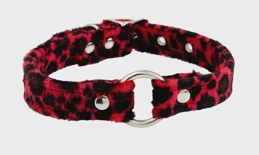 Choker Léopard CK169L [ROUGE]