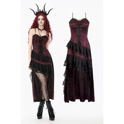 Robe Asymétrique à Volants en Dentelle DW1142