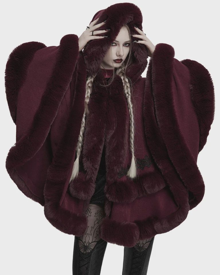 Manteau Cape à Capuche OM-092 [ROUGE]
