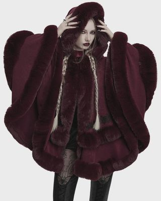 Manteau Cape à Capuche OM-092 [ROUGE]