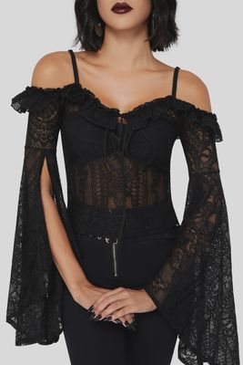 Chandail Breathless Lace Bardot [NOIR]
