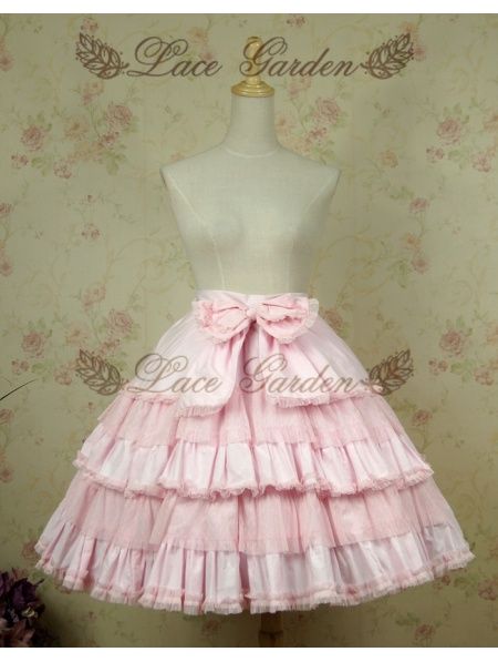 Jupe Sweet avec Nœuds Rose et Blanc [LG-0013]