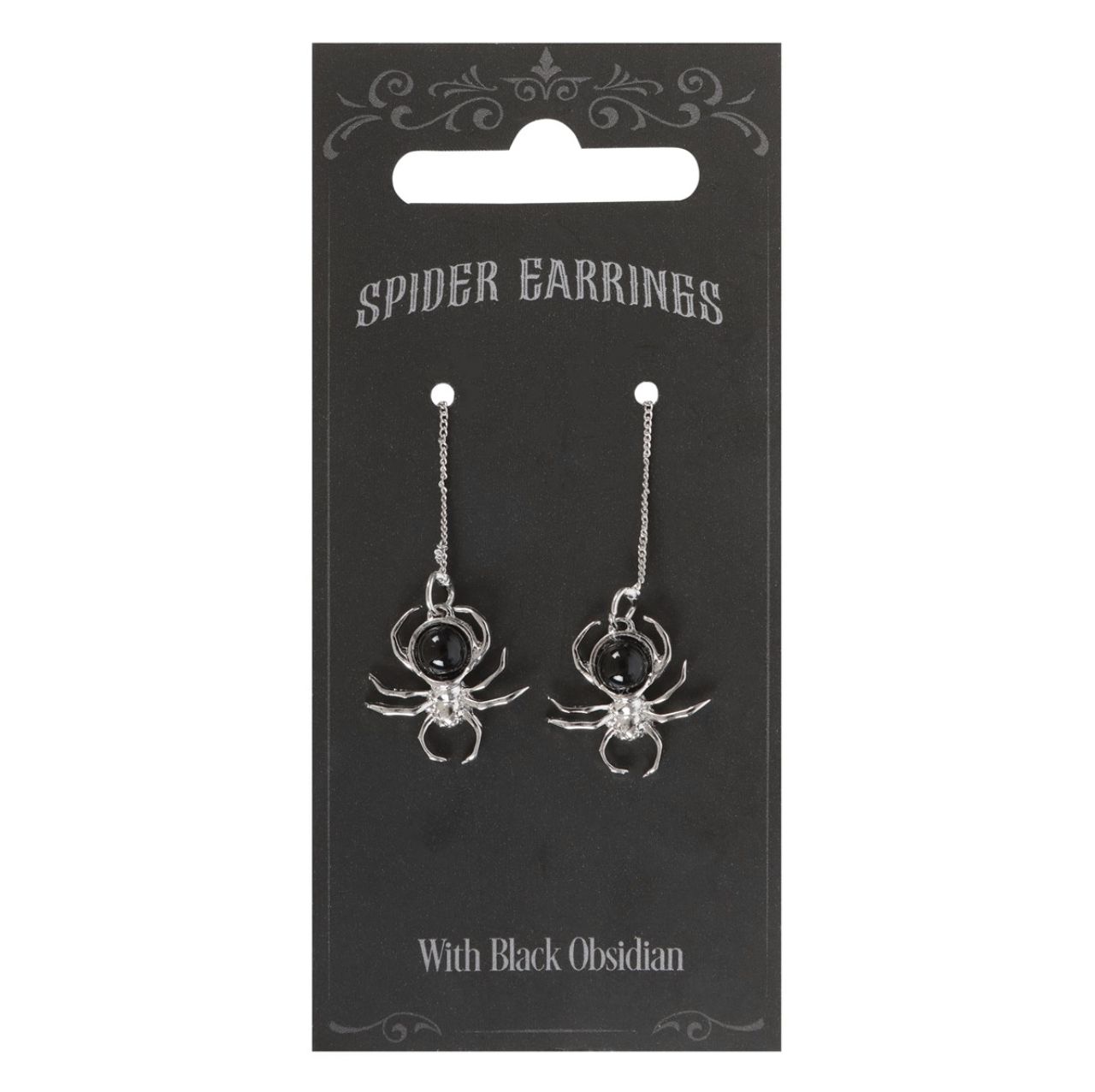 Boucles d&#39;Oreilles Spider Threader Black Obsidian [WE_55324]