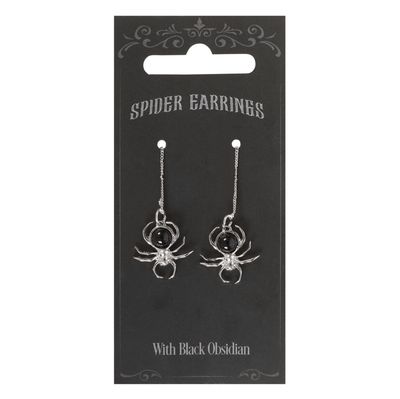 Boucles d&#39;Oreilles Spider Threader Black Obsidian [WE_55324]