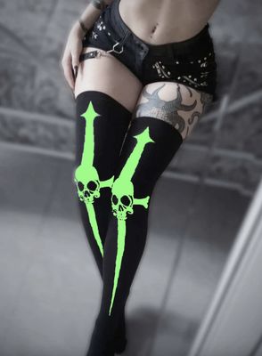 Dagger Thigh High Socks [LS-159GRN]
