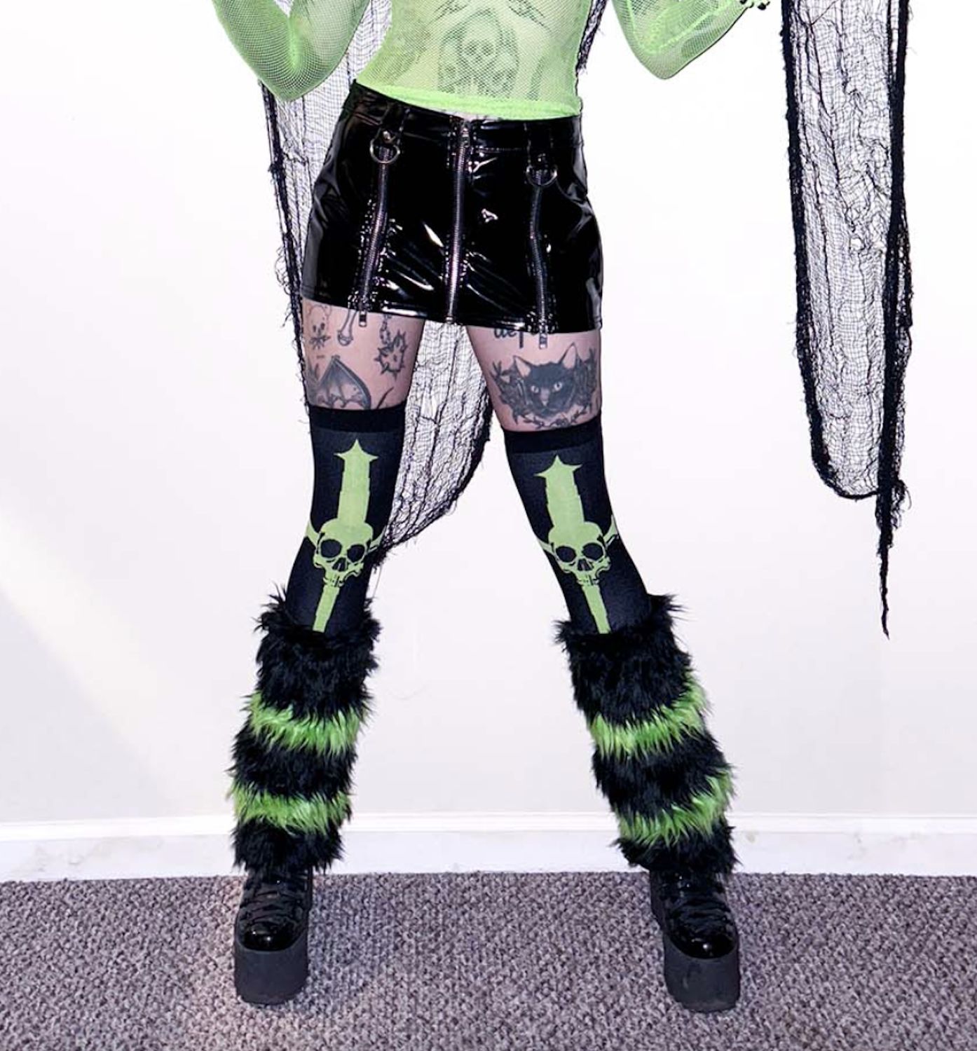 Dagger Thigh High Socks [LS-159GRN]
