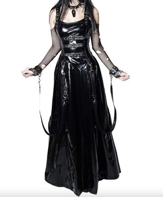 Black PVC Vinyl Industry Ball Gown [LS-186-PVC]