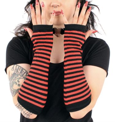 Gants Emo Striped ­[ROUGE / NOIR]