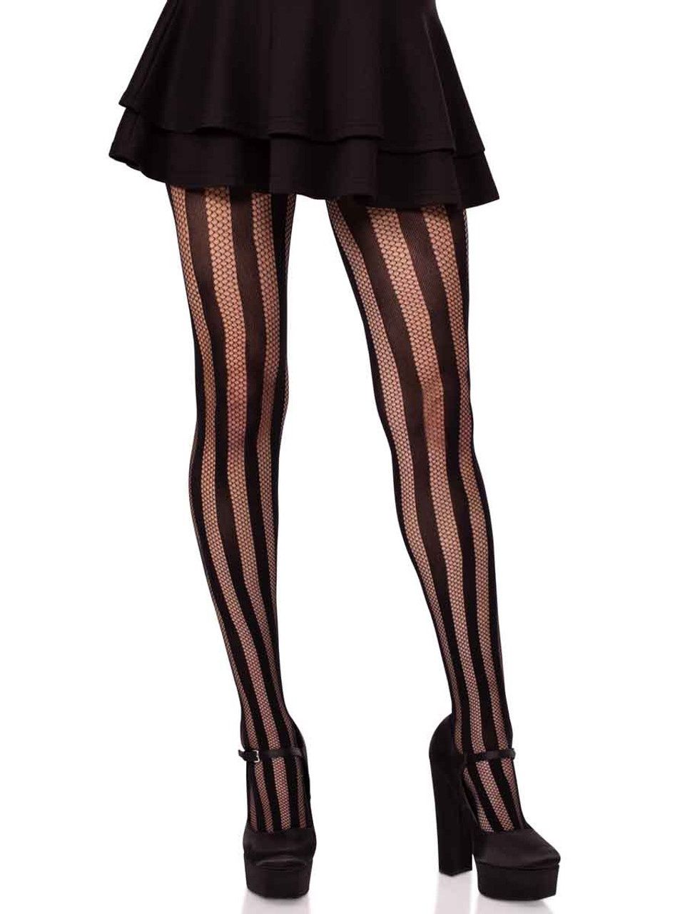 Bas Collants Fishnet &amp; Rayures Opaques / LA9246